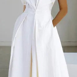 S-5XL Korean Fashion Long Sleeve Shirt Dress Chic Turndown Neck Ruched Maxi Dress Women Autumn Winter Clothes Streetwear Sleeveless-1