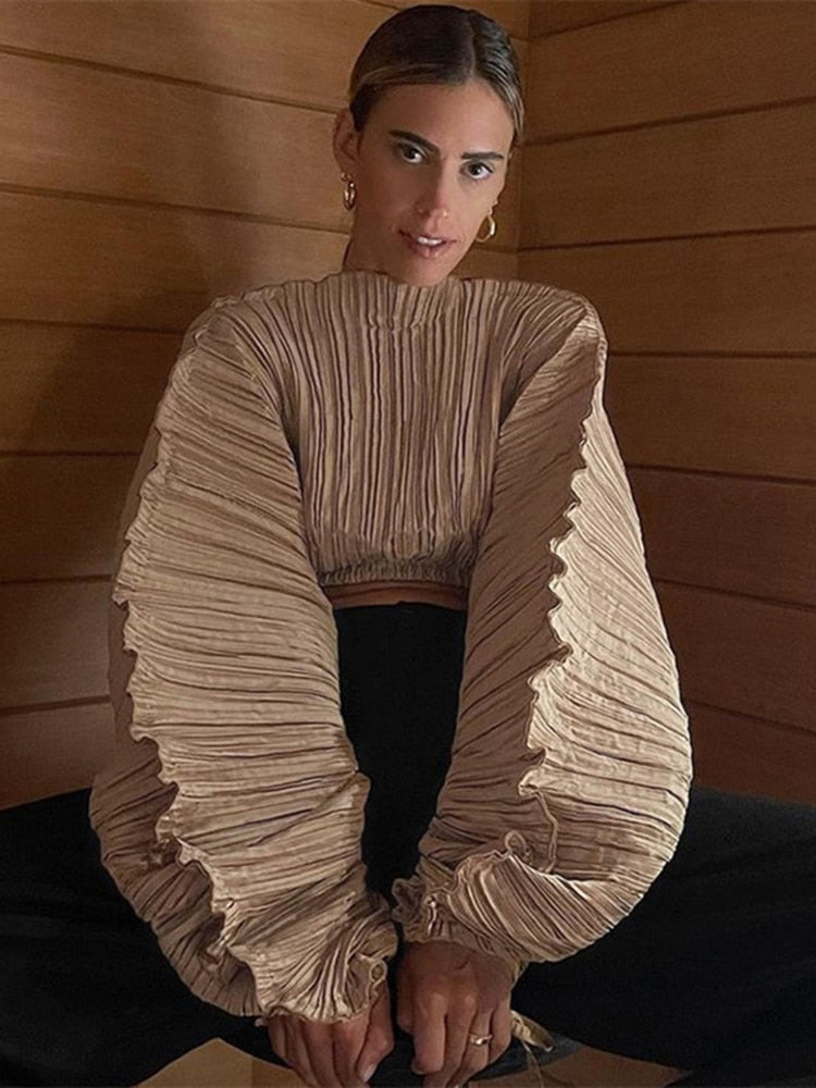 Spring Loose Soild Crop Tops For Women Long Sleeve Fashion Sweatshirts Female Sexy Black Green Casual T Shirts Sweatshirts Khaki SHANGYI 23