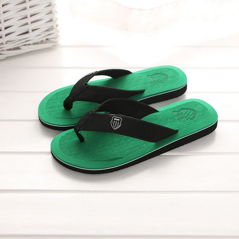 Slippers Men Flip Flops Beach Sandals Non-slip Casual Flat Shoes Slippers Indoor House Shoes for Men Outdoor Slides Green