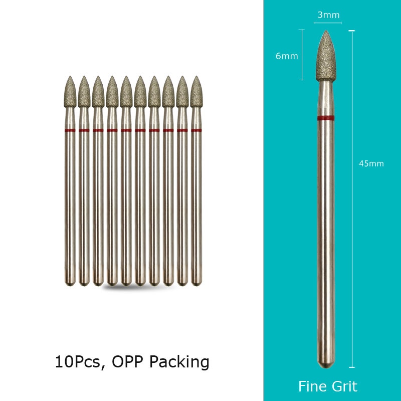 HYTOOS 10pcs/Set Nail Drill Bits Diamond Cutters for Manicure Cuticle Burr Milling Cutter for Pedicure Nails Accessories Tools G0306D-F(D)
