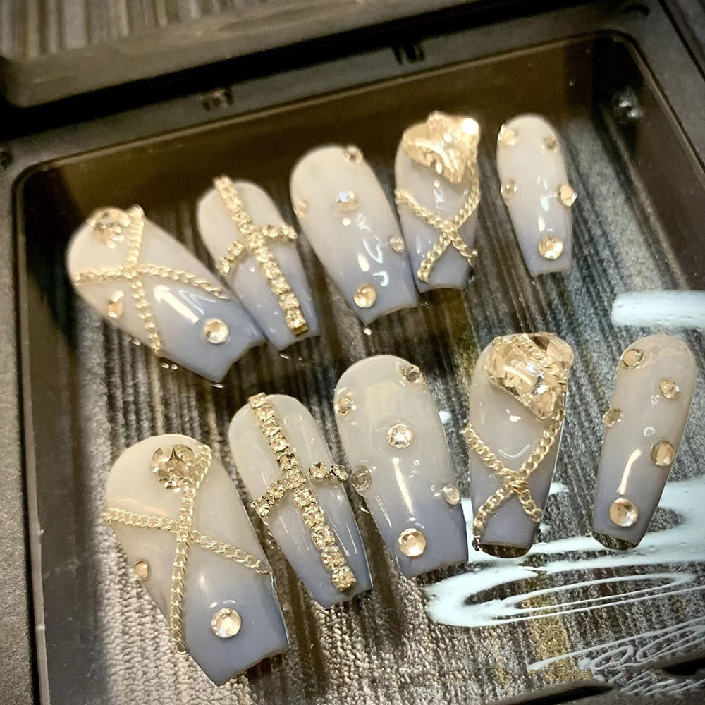 Nails Set Press On Pure Handmade Wearable Nails Love Butterfly Fashion Fake Nails Fake Nails Press On Nails Nail Accessories XS 11