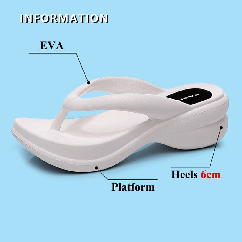 JMPRS Thick Sole Wedges Flip Flops for Women Summer Clip Toe Platform Sandals Woman Non Slip Beach Slippers Outdoor Slides