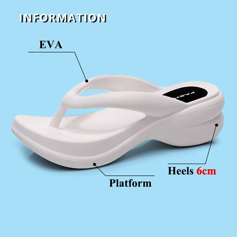JMPRS Thick Sole Wedges Flip Flops for Women Summer Clip Toe Platform Sandals Woman Non Slip Beach Slippers Outdoor Slides