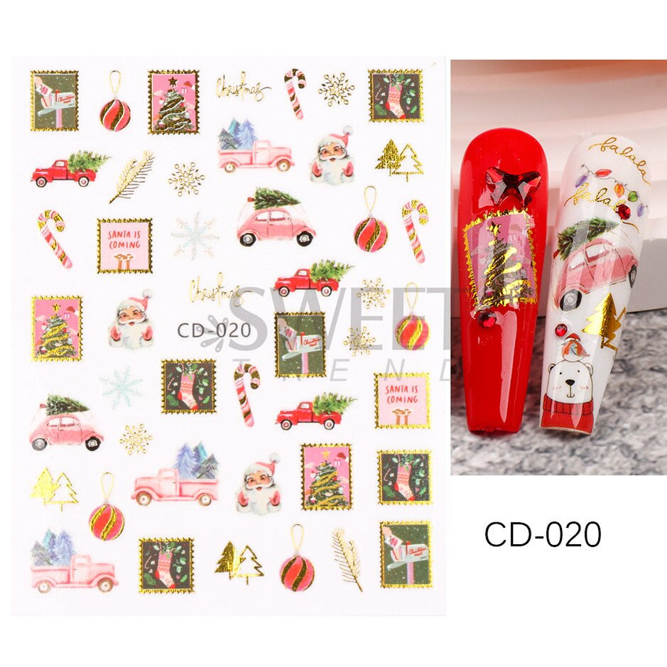 Snow Bird Winter Autumn Nail Art Stickers Maple Leaf Cotton Flower Fall Design Line Adhesive Sliders Manicure Decoration JINO-48 CD-020