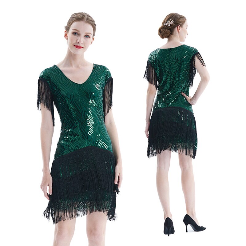 Summer Dress For Women 1920s Vintage Flapper Great Gatsby Fringe Beaded Dresses Prom Cocktail Prom Sequin Tassels Size S-3XL