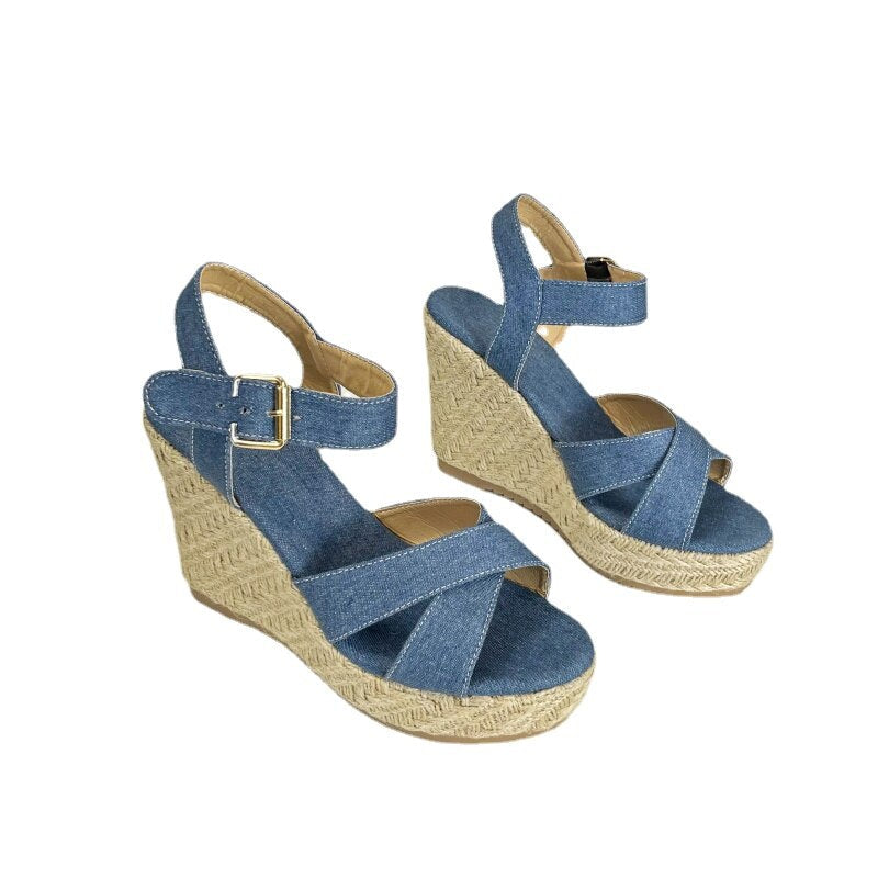 Wedge Sandals for Women Ankle Strappy Cute Shoes Open Toe Platform Womens Sandals Casual Summer High Heels