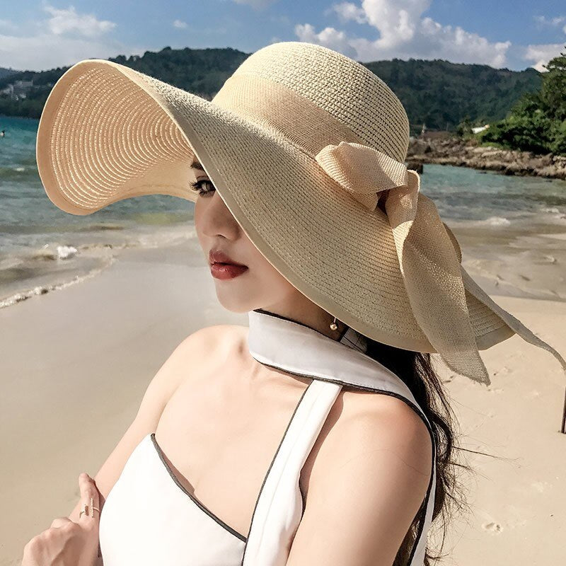 Seaside Photo Beach Straw Hat Children Summer Large Brim Sunscreen Shading Simple Fashion Large Brimmed Hat Sun Hat Beach Hat