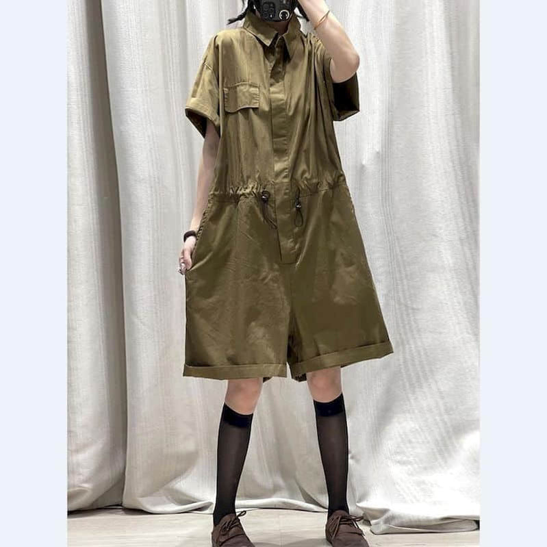 Vintage Jumpsuit Wide Leg Shorts Bodysuit High Waist Loose Workwear Pants Overall Large Size Playsuit Women Clothing One-pieces