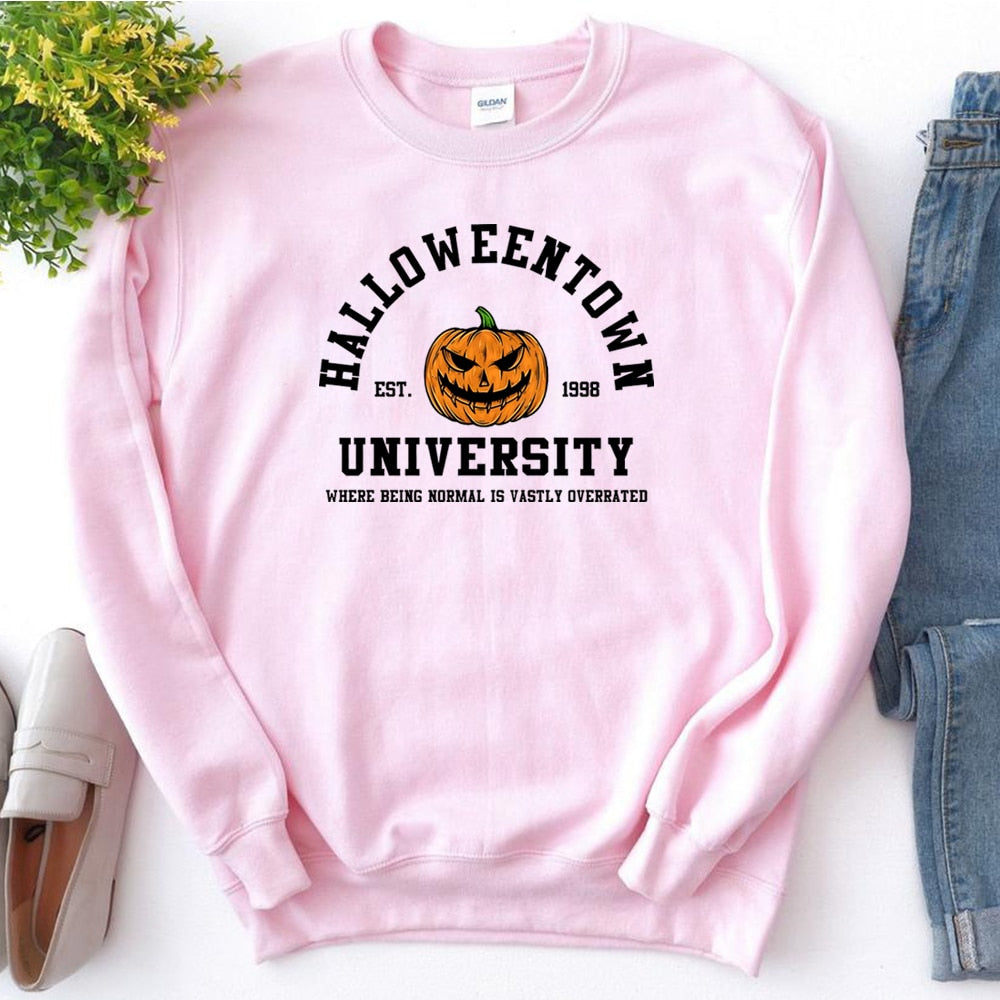 Vintage Halloweentown Sweatshirt Halloweentown Est 1998 Pullover Funny Halloween Town Fall Hoodies Pumpkin Halloween Sweatshirts Pink