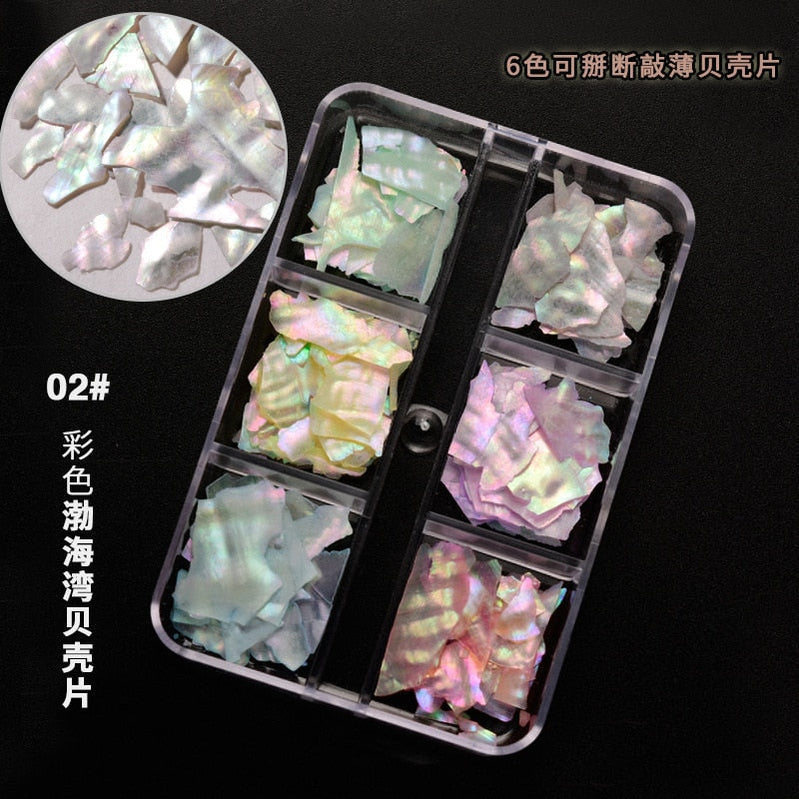 Nail Art Aurora Shell Flakes Abalone Nails Charms 3D Irregular Slice Shell Stone Sequins Nail Art Decoration Manicure Accessory ZB053-2