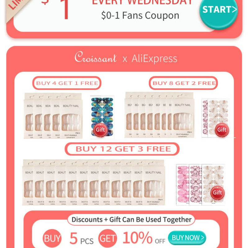 Halloween Press on Fake Nail Set Art Black French Tip Full Cover Coffin Acrylic Short Press-on Pressure False Nails Tips 24pcs