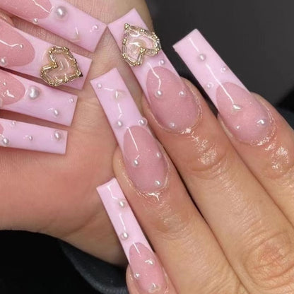 Fake Nails Heart Pattern Full Cover Fake Nails DIY Glue Press On Nails Nail Supplies For Professionals