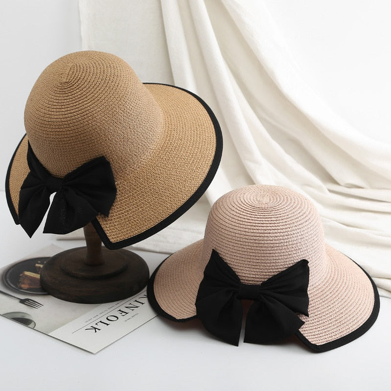 Women's Beach Panama Hat Summer Travel Casual Bowknot Paglie Cappello Fashi