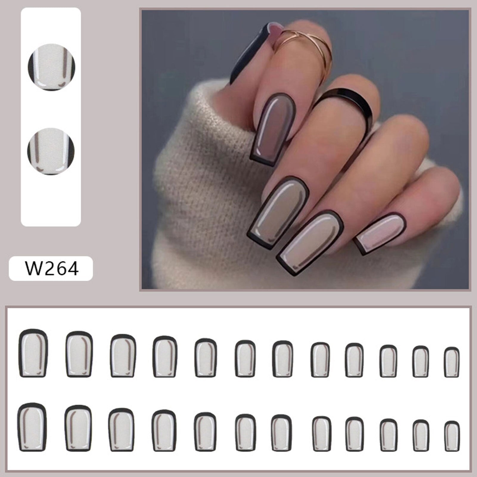 Comic Style False Nails for ACGN Girls 24pcs Coffin y2k Style Press on Nail Tips Full Cover Wearable Short Square Acrylic Nails style3