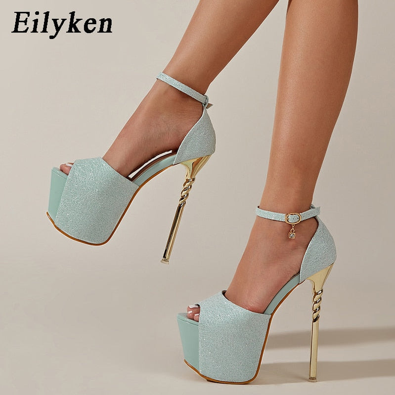 Eilyken Sexy Platform High Heels Women Pumps Sandals Designer Peep Toe Fetish Party Stripper Buckle Strap Ladies Shoes