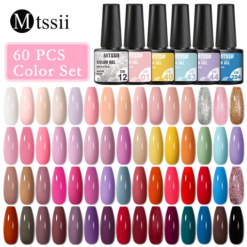 Mtssii 24/25/40/60PCS Gel Nail Polish Set Color Gel Semi Permanent UV Led Varnish Nail Art Design Soak Off Gel Set Nail Gel Set ZH20503