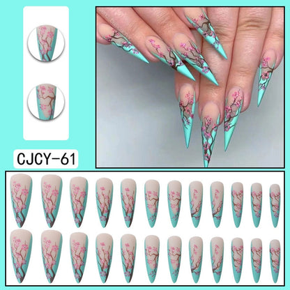 Fake Nails Heart Pattern Full Cover Fake Nails DIY Glue Press On Nails Nail Supplies For Professionals