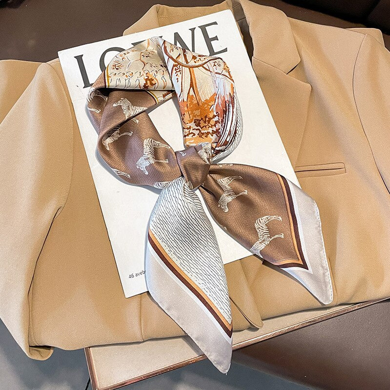 Luxury Silk Shawl Square Scarf for Women Satin Hijab Fashion Wraps Neckerchief Female Hair Bands Ribbon Headband Bandana W-76-5 70x70