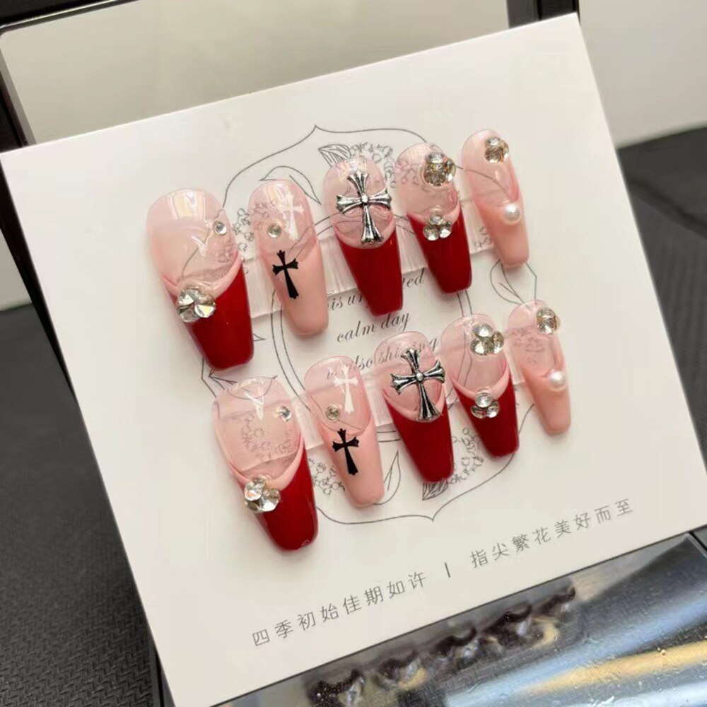 Nails Set Press On Pure Handmade Wearable Nails Love Butterfly Fashion Fake Nails Fake Nails Press On Nails Nail Accessories
