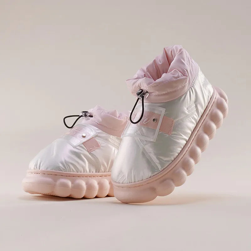 Ankle Boot Woman Winter Platform Warm Fur Shoes for Female Rainproof Cloth Comfortable Soft Plush Chunky Women's Snow Boot Pink