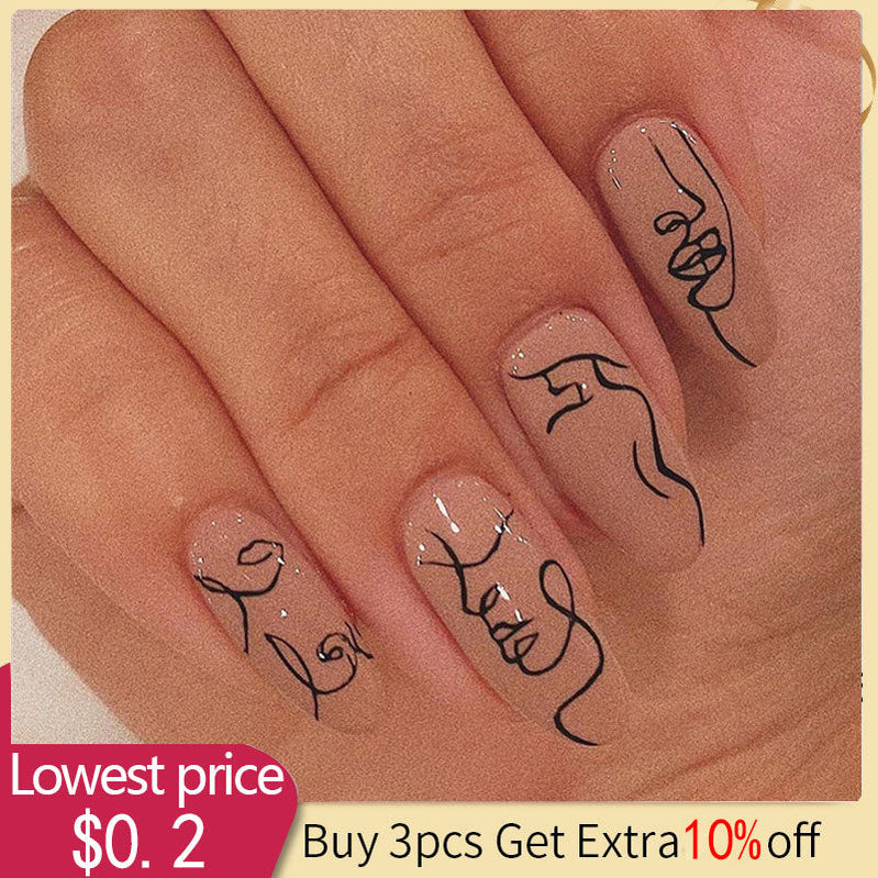 24 pçs накладные ногти Suprimentos para unhas falsas para profissionais com cola encantador imprensa da arte do prego em unhas manicure francesa wearable 
