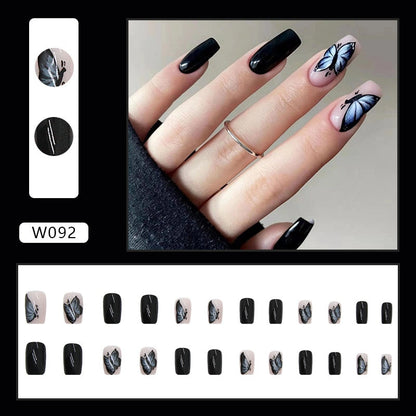 24Pcs/Set Fake Nails With Glue Full Cover Nail Tips Press On Med Nails DIY Manicure Oval Head False Nails Pink Almond Artificial