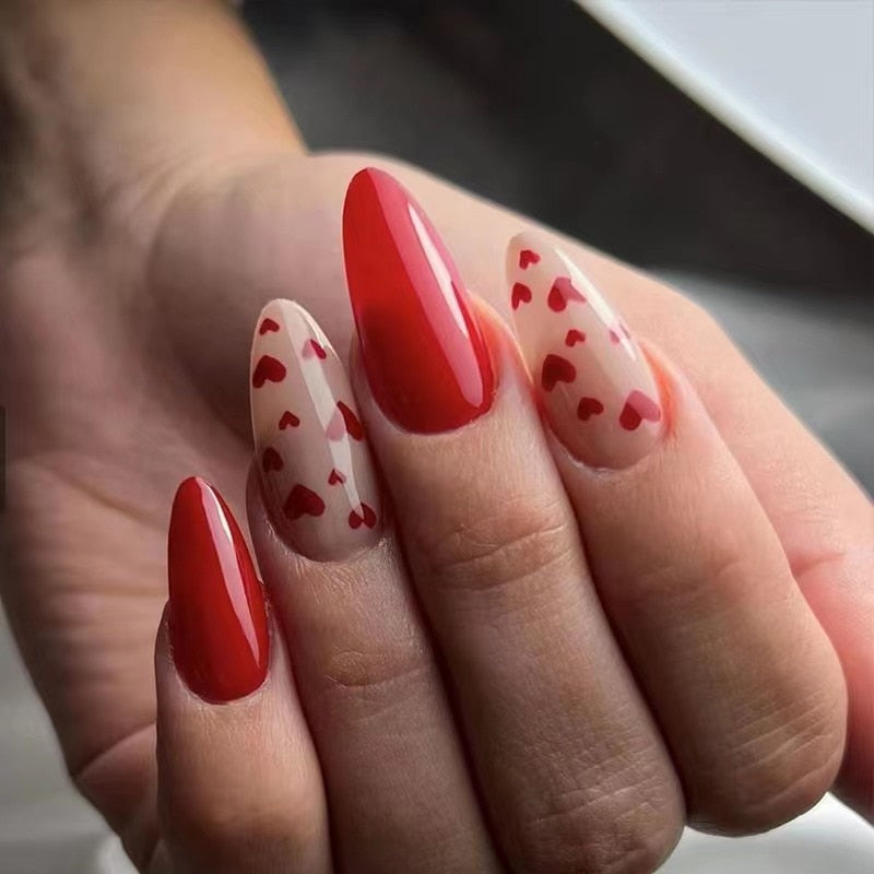 Fake Nails Heart Pattern Full Cover Fake Nails DIY Glue Press On Nails Nail Supplies For Professionals