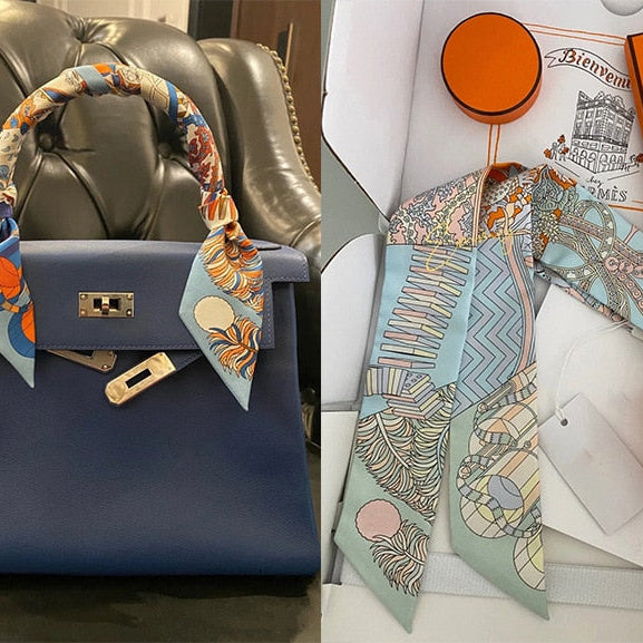 Mulberry silk silk tie bag long silk scarf star internet celebrity same style suit scarf streamer headband