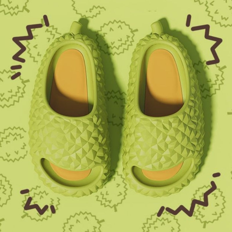 Bevergreen Funny Funny Durian 디자인 여성 슬리퍼 여름 두꺼운 바닥 플랫폼 슬라이드 야외 소프트 비 슬립 욕실 신발