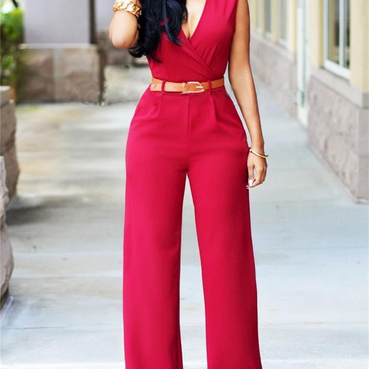 Newly Women Jumpsuit Lady Sleeveless Romper Female jumpsuit Bodysuit Bodycon Party Streetwear Outfit Clothes Party Playsuit Red