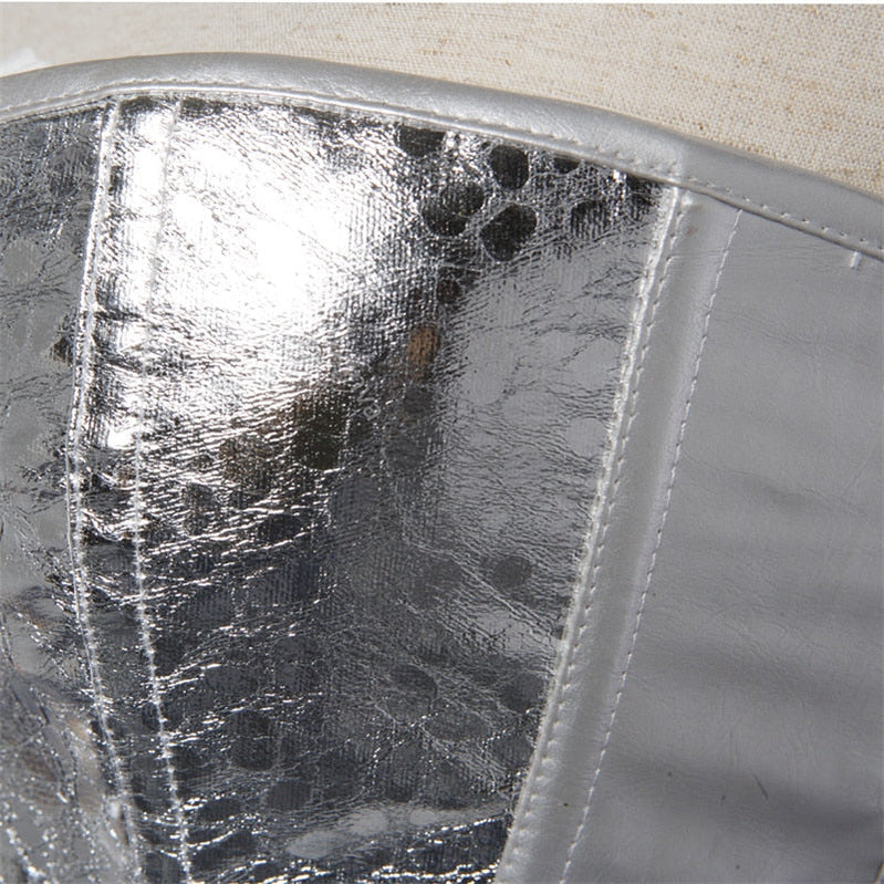 corset bustier top women vintage style gold silver overbust corset leather nightclub sexy korsett lingerie strapless