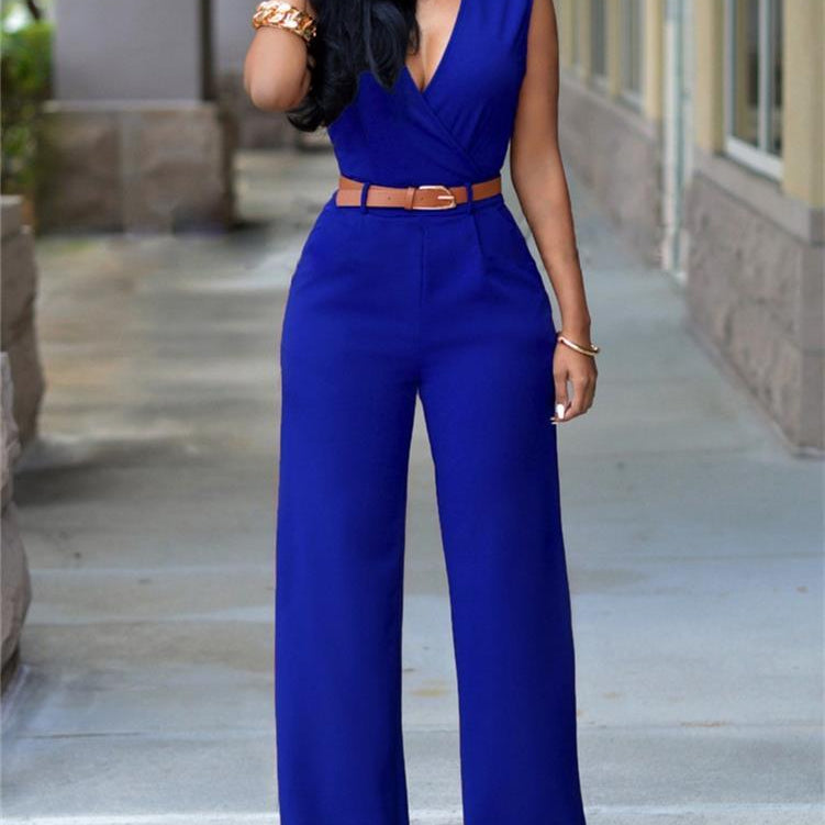 Newly Women Jumpsuit Lady Sleeveless Romper Female jumpsuit Bodysuit Bodycon Party Streetwear Outfit Clothes Party Playsuit Blue