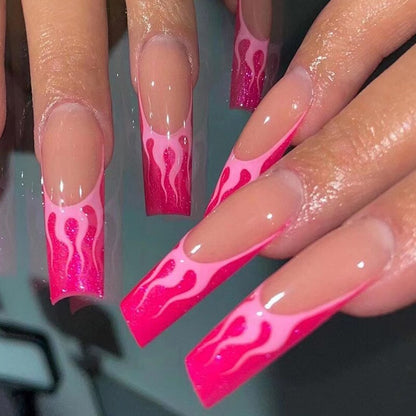 Fake Nails Heart Pattern Full Cover Fake Nails DIY Glue Press On Nails Nail Supplies For Professionals