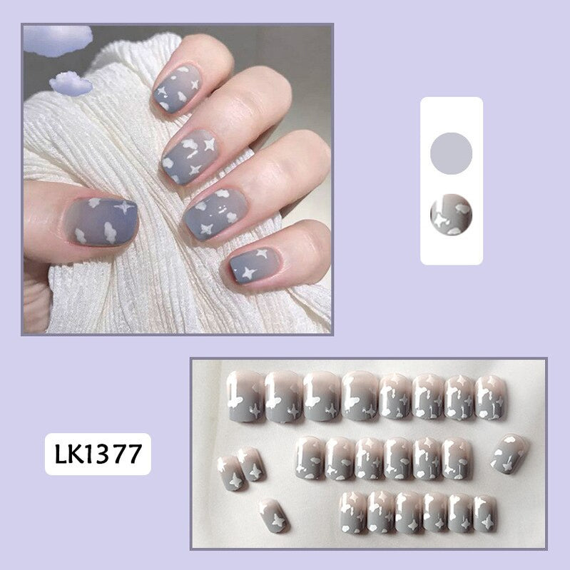 24pcs Lemon Short Wear Tips Nail False Patch Press on Nails Supplies for Professionals Artifical Fake Nails Faux Ongles Uñas 1377 -Fake Nails Ar