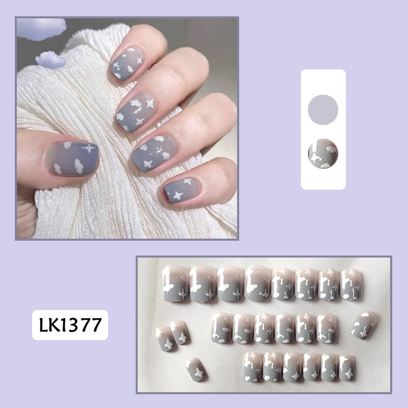 24pcs Lemon Short Wear Tips Nail False Patch Press on Nails Supplies for Professionals Artifical Fake Nails Faux Ongles Uñas 1377 -Fake Nails Ar