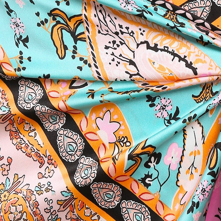 ZAFUL Bandana Paisley Print Tie Midi Sarong-style Skirt Zipper Fly for Women Daily Vacation ZF495489601