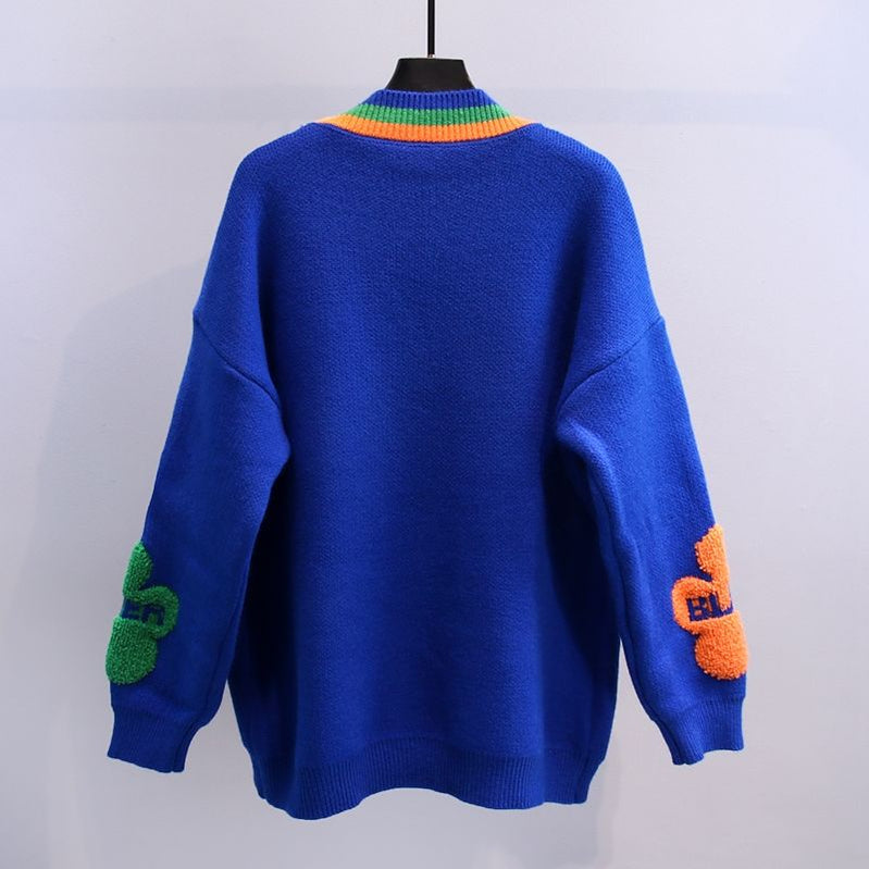 Fashion Women Knitted Sweaters Coat Autumn Winter Korean Long Sleeve V-Neck Pockets Button Cardigans Streetwear Casual Jersey