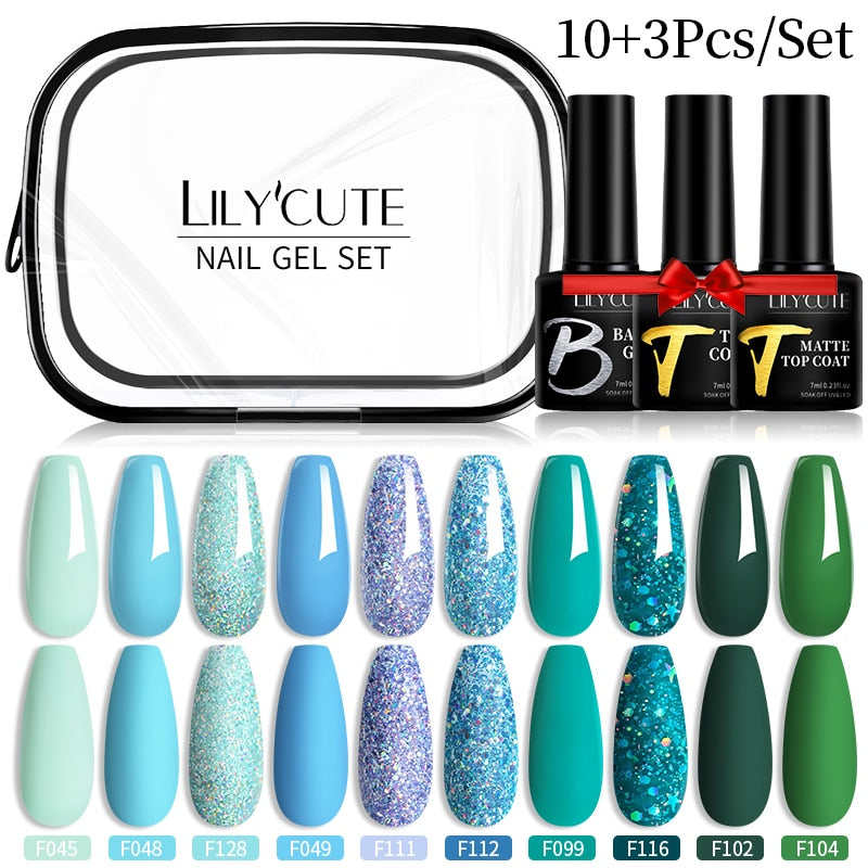 LILYCUTE 12PCs 7ml Spring Macaron Nail Gel Polish Set Semi Permanent UV Gel For Manicure Soak Off Gel Nail Polish Kit Varnishes 231371