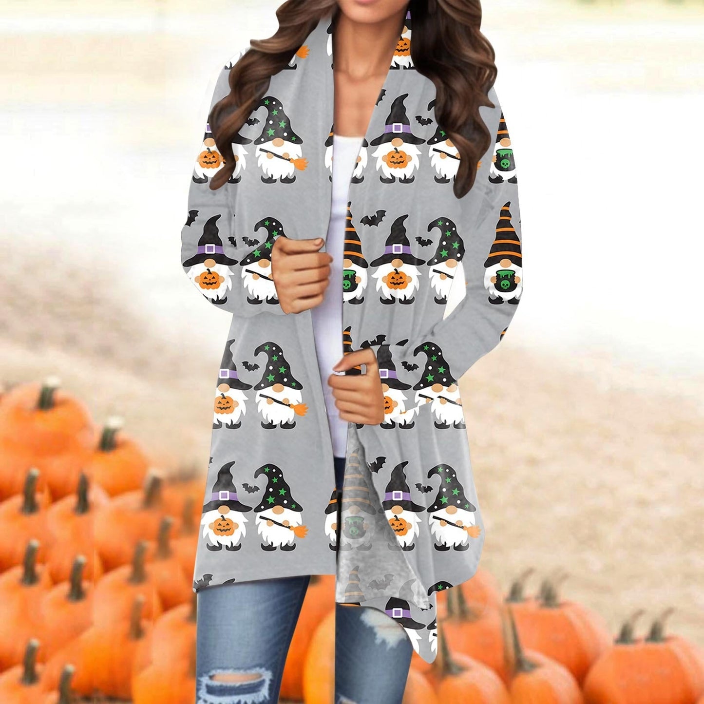 Casual Versatile Halloween Printed Thin Coat Cardigan New Basic Jackets For Women Fashion Woman Clothes Streetwear Ropa De Mujer