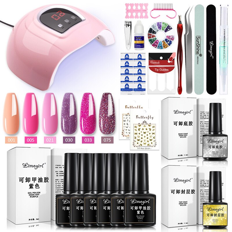 54W LED Light Primer Glossy Matte Finish Gel Nail Polish Kit Gel Nail Polish Kit with UV Light Gel Nail Polish Kit Acrylic Nail ZH143-1