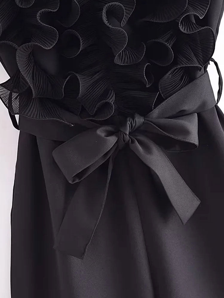 TRAF New Summer Women Elegant Solid Ruffle Sexy White Jumpsuits Fashion Long Jumpsuit with Belt