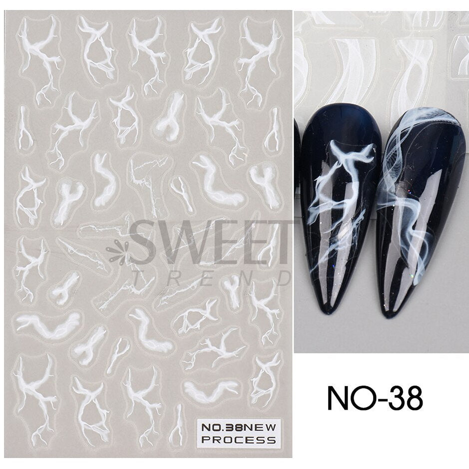 Snow Bird Winter Autumn Nail Art Stickers Maple Leaf Cotton Flower Fall Design Line Adhesive Sliders Manicure Decoration JINO-48 NO-38