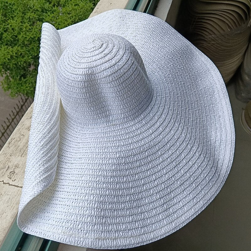 Rainbow striped big brim anti-ultraviolet sunshade sun hat beach sun hat with wire edge can be folded arbitrarily 13 M 56-58cm