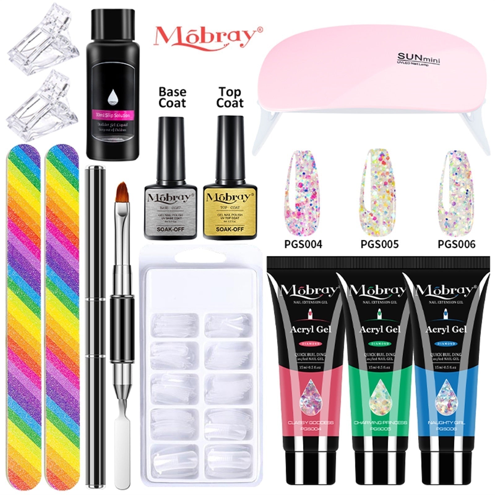 Mobray Poly Nail Gel Set Manicure Set Gel Cuticle Pusher Finger Extend Mold Nail Kit All For Quick Extension Manicure Set 13pcs-set-6