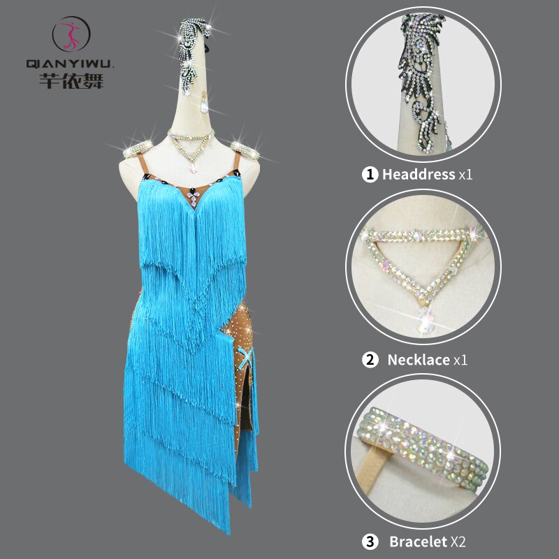 Latin Dance Suit Woman Top Fringed Dress Stand Ballroom Practice Wear Extreme Mini Sexy Line Clothes Prom Costume Ladies Cabaret