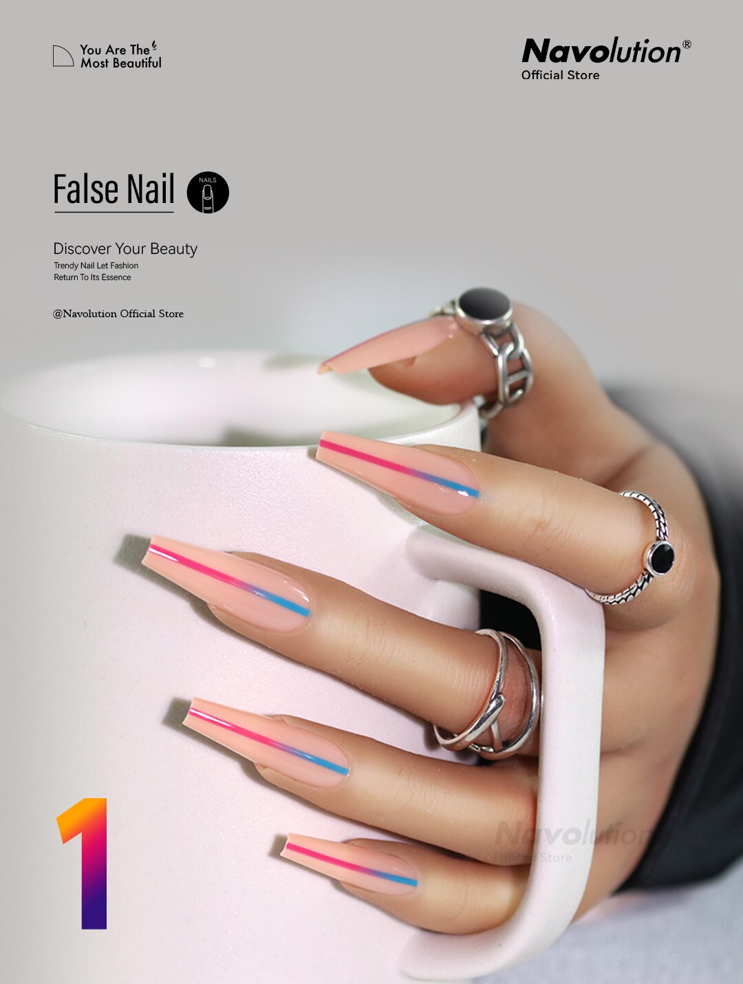 Navolution 24Pcs/Set DIY Manicure Wearable Fake Nails press on Detachable Finished Fingernails Ballet Square Head Almond Short 1