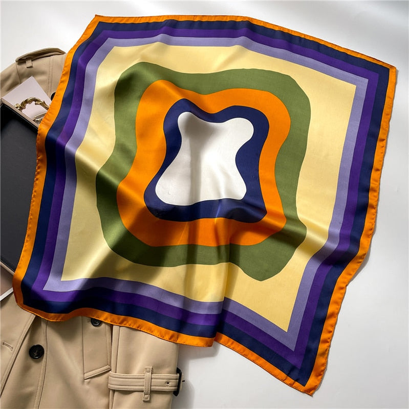 Fashion Wraps Satin Hijab Luxury Square Scarf for Women Hair Bands Ribbon Headband Silk Shawl Neckerchief Female Bandana FJ714-1