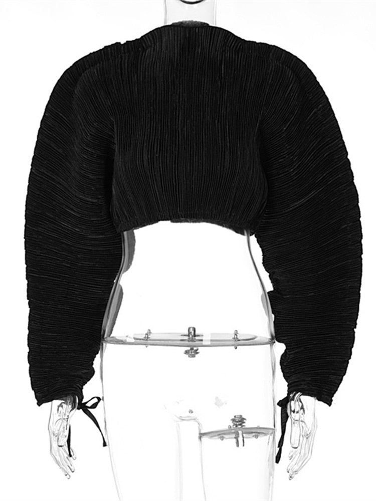 Spring Loose Soild Crop Tops For Women Long Sleeve Fashion Sweatshirts Female Sexy Black Green Casual T Shirts Sweatshirts