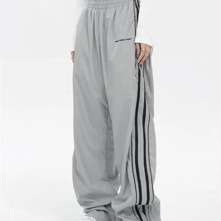 Y2K Women Streetwear Techwear Cargo Korean Harajuku Parachute Track Pants Men Tech Sweatpants Wide Leg Joggers Trousers Clothes Silver