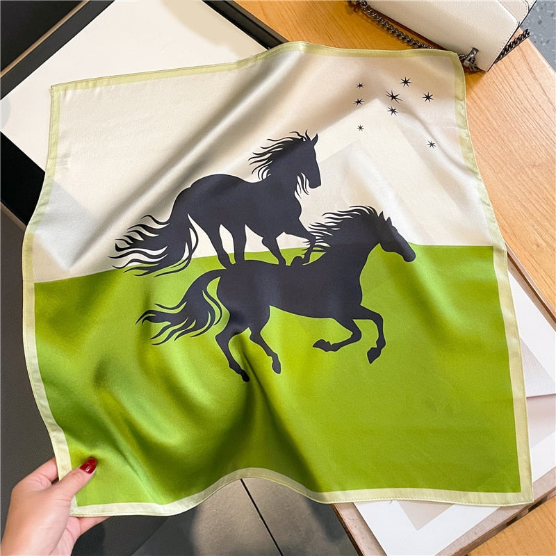 Fashion Designer Print 100% Natural Silk Square Scarves Women Hairband Neck Foulard Female Small Kerchief Bandana New FZ226-1 53cm real silk